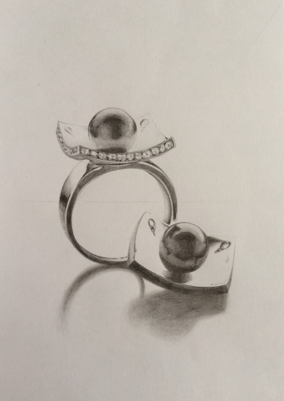 Dessin École Boulle — étude de bague